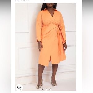 Eloquii Vibrant Orange Long Sleeve Dress